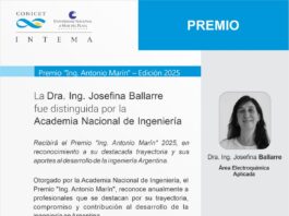 La Academia Nacional de Ingeniería distinguió a la investigadora del INTEMA Josefina Ballarre